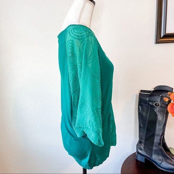 🍋 Language • Wide Sleeve Green Blouse - Picture 3 of 9